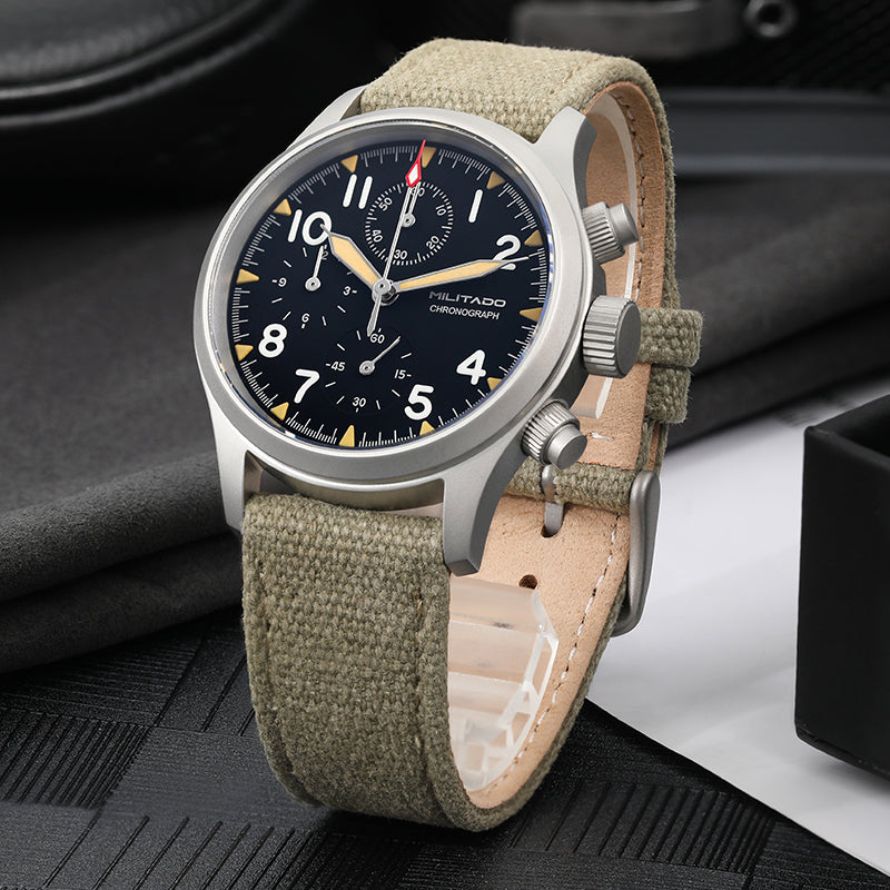 US Pre-Owned Militado Retro VK67 Quartz Chronograph Watch - 3 Dial