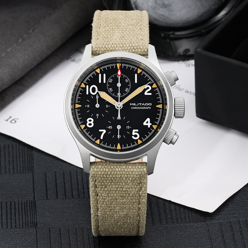 US Pre-Owned Militado Retro VK67 Quartz Chronograph Watch - 3 Dial