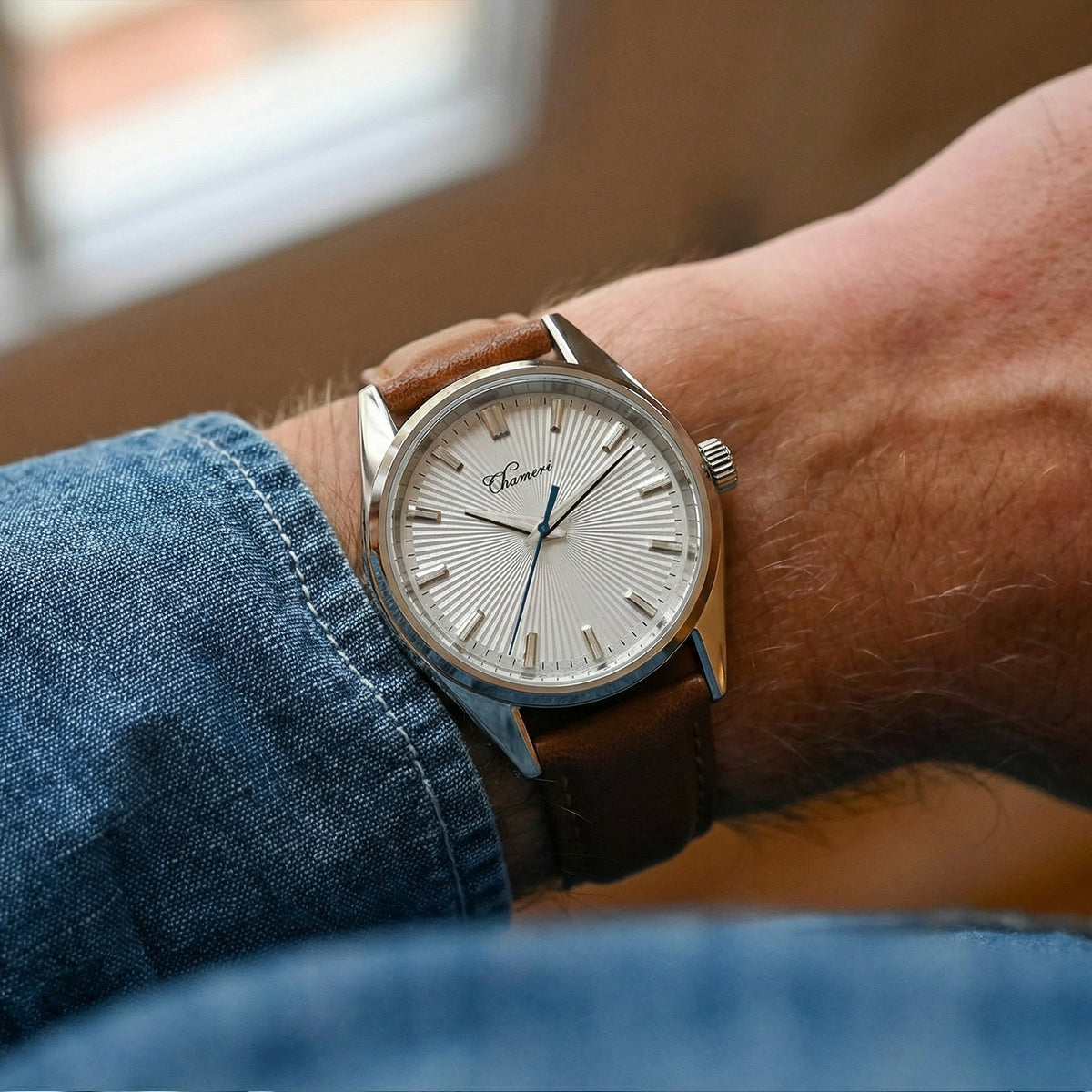 US Pre-Owned Chameri 40mm VH31 Quartz Sweep Second Watch GS05