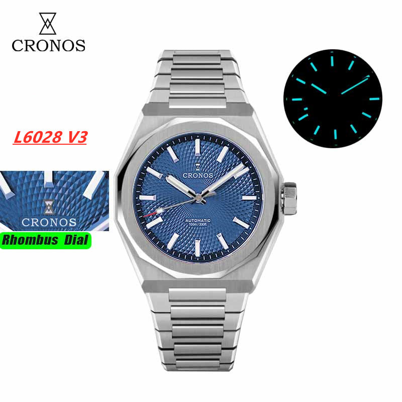 Cronos 39mm Guilloche Dial PT5000 Men Watch L6028 V3 | US Pre