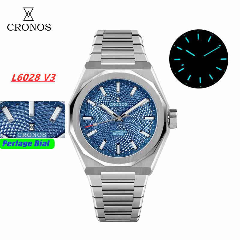 US Pre-Owned Cronos 39mm Guilloche Dial PT5000 Men Watch L6028 V3