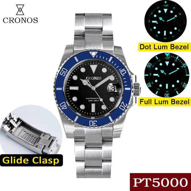 US Pre-Owned Cronos 2.5x Water Ghost PT5000 Dive Watch L6005