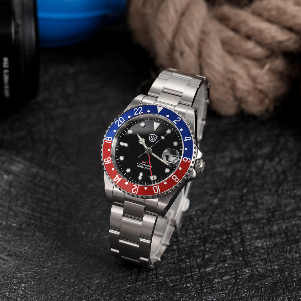 EU Pre-Owned Watchdives WD0014 Aluminum Bezel Vintage NH34 GMT Watch