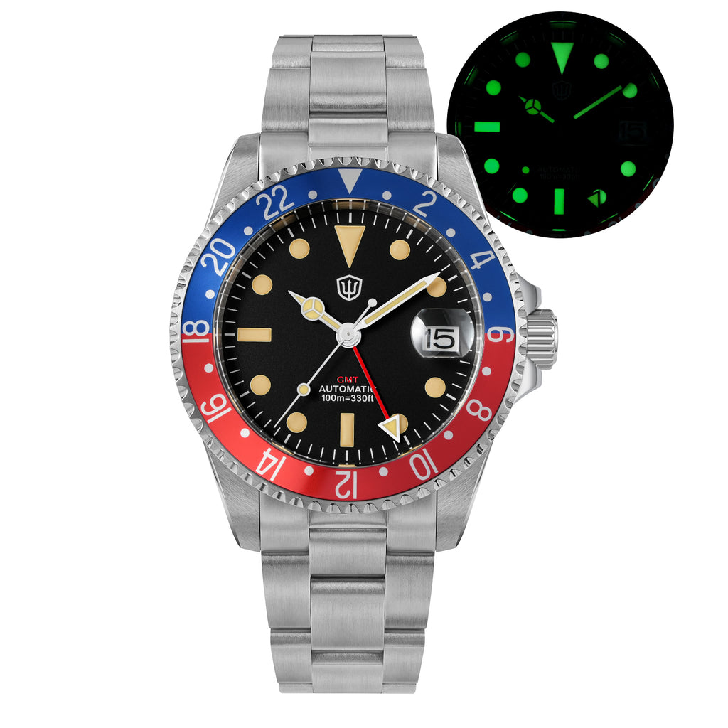 EU Pre-Owned Watchdives WD0014 Aluminum Bezel Vintage NH34 GMT Watch