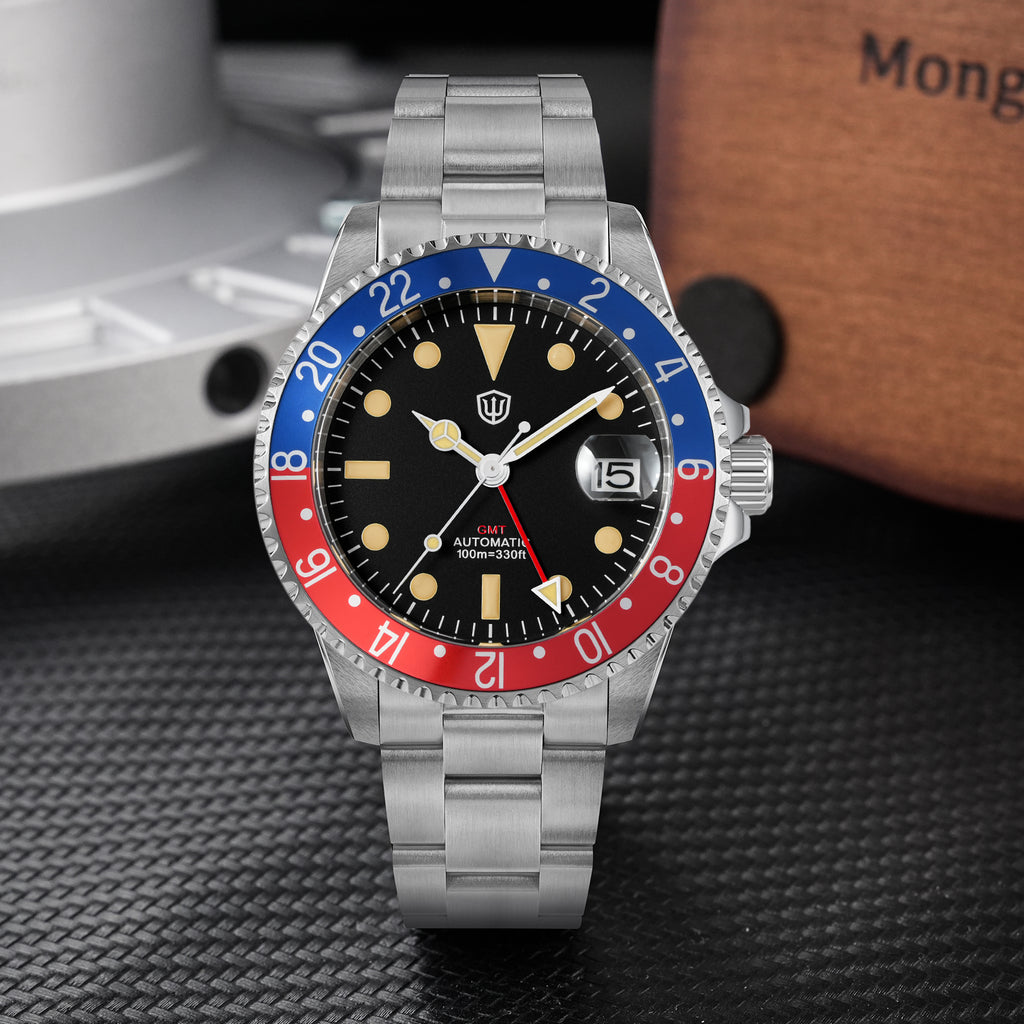EU Pre-Owned Watchdives WD0014 Aluminum Bezel Vintage NH34 GMT Watch