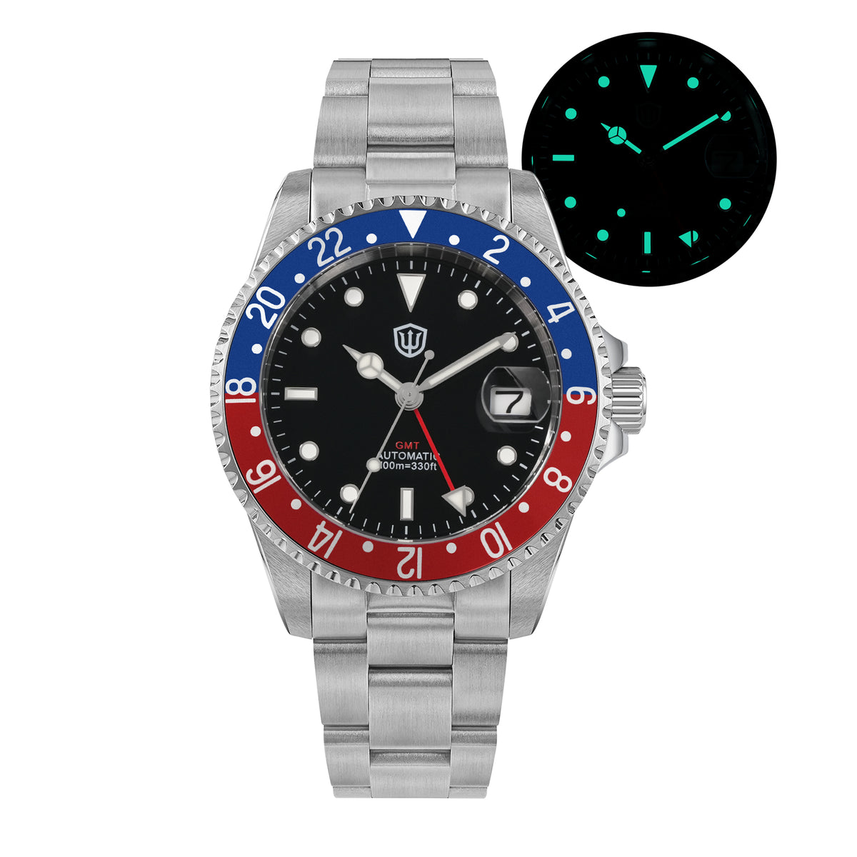 EU Pre-Owned Watchdives WD0014 Aluminum Bezel Vintage NH34 GMT Watch