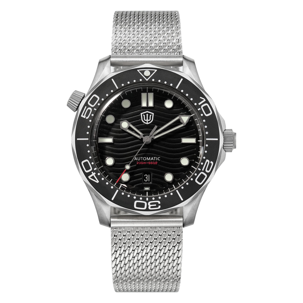 US Pre-Owned Watchdives WD007 Top Hat Sapphire PT5000 Titanium Dive Watch