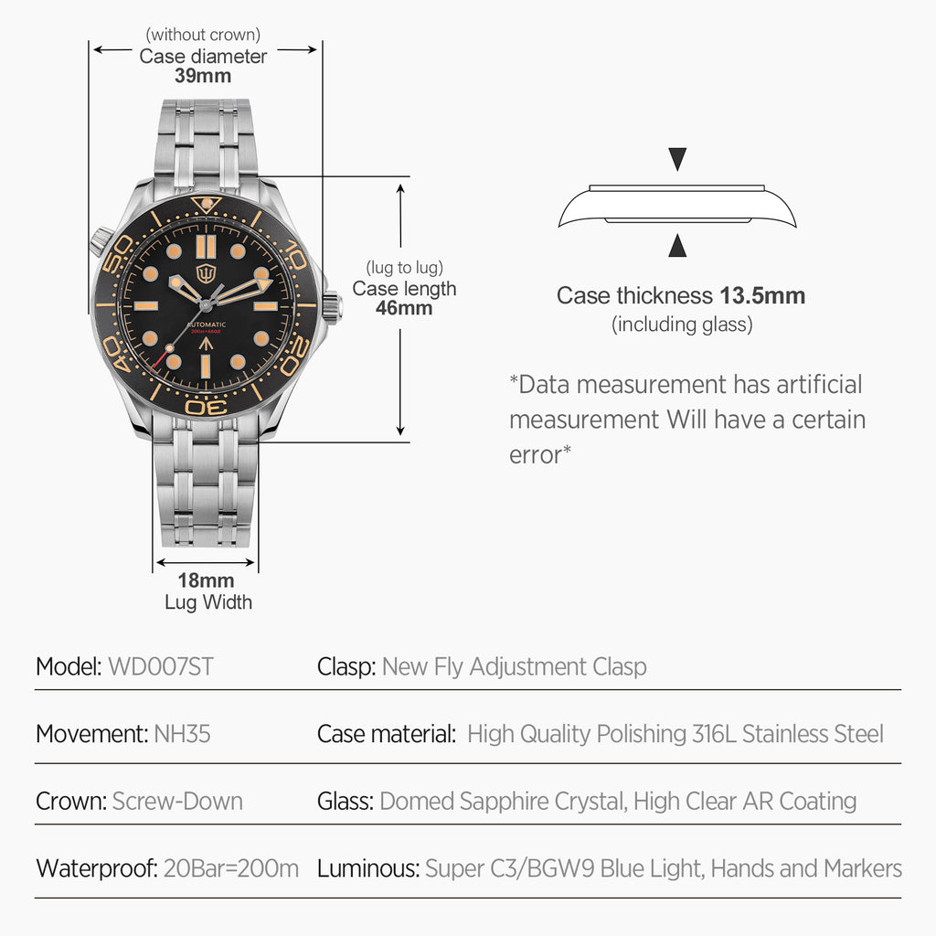 EU Pre-Owned-A Watchdives WD007ST 39mm NTTD Dive Watch