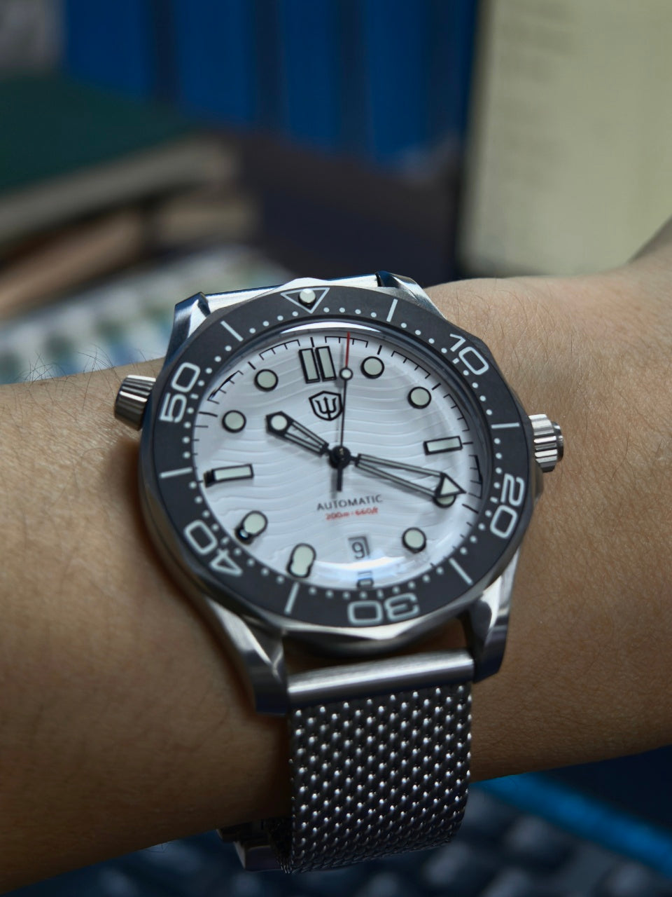 EU Pre-Owned Watchdives WD007 Top Hat Sapphire PT5000 Titanium Dive Watch