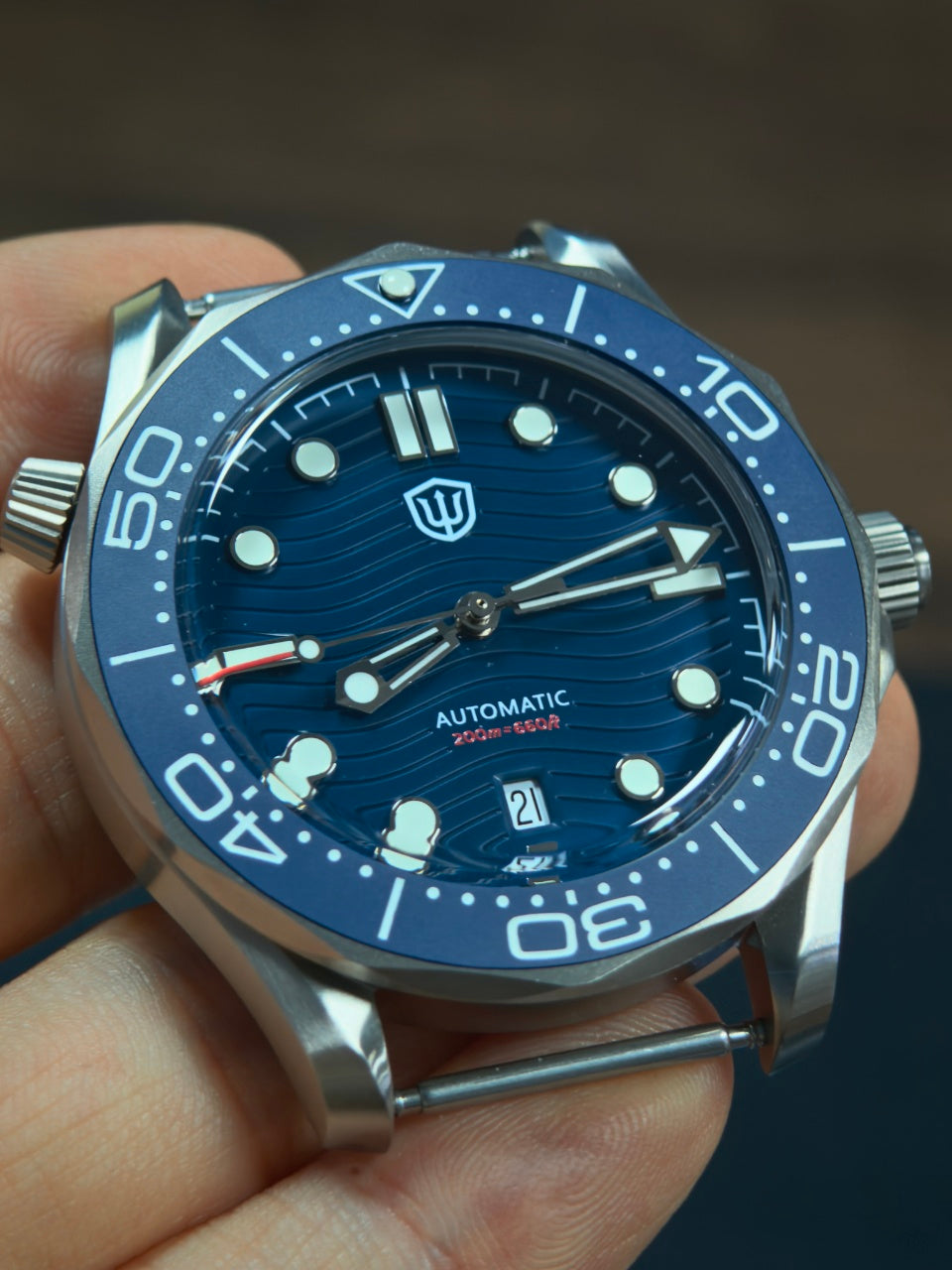 US Pre-Owned Watchdives WD007 Top Hat Sapphire PT5000/SL3001 Titanium Dive Watch